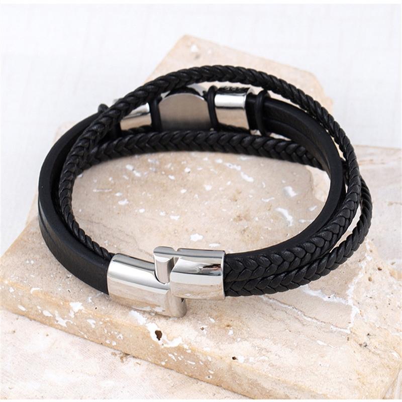 Vintage Norse Hexagram Star of David Bracelet For Men Stainless Steel Punk Jewelry Leather Amulet