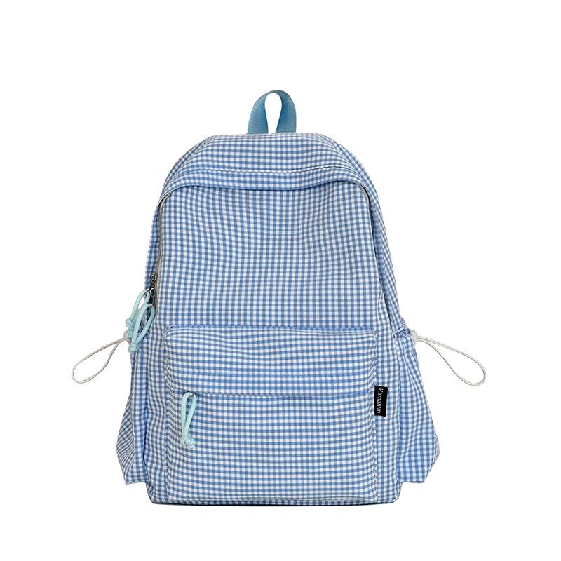Cross-Border High-Value Soft Plaid Backpack for Girls - Large Capacity for Middle, High School, & College Students