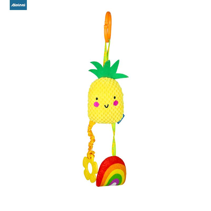 Cartoon Stroller & Crib Hanging Plush Pull Bell for Early Education