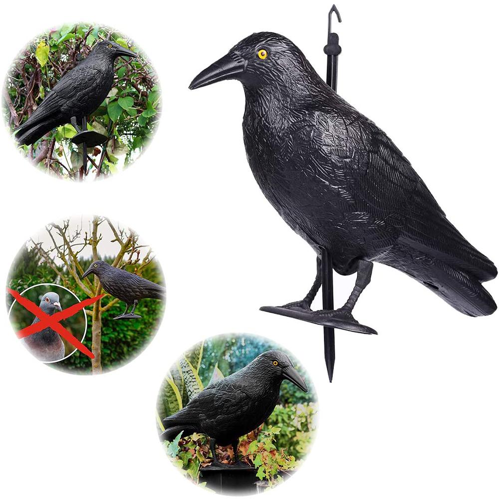Bird Scarecrow Fake Plastic Crow Black Feathered Crows Bird Repellent for Outdoor Garden Yard