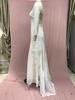 2025 Spring European & American Women's Celebrity Banquet Wedding Dress - Round Neck, Long Sleeve, Printed, Backless Lace