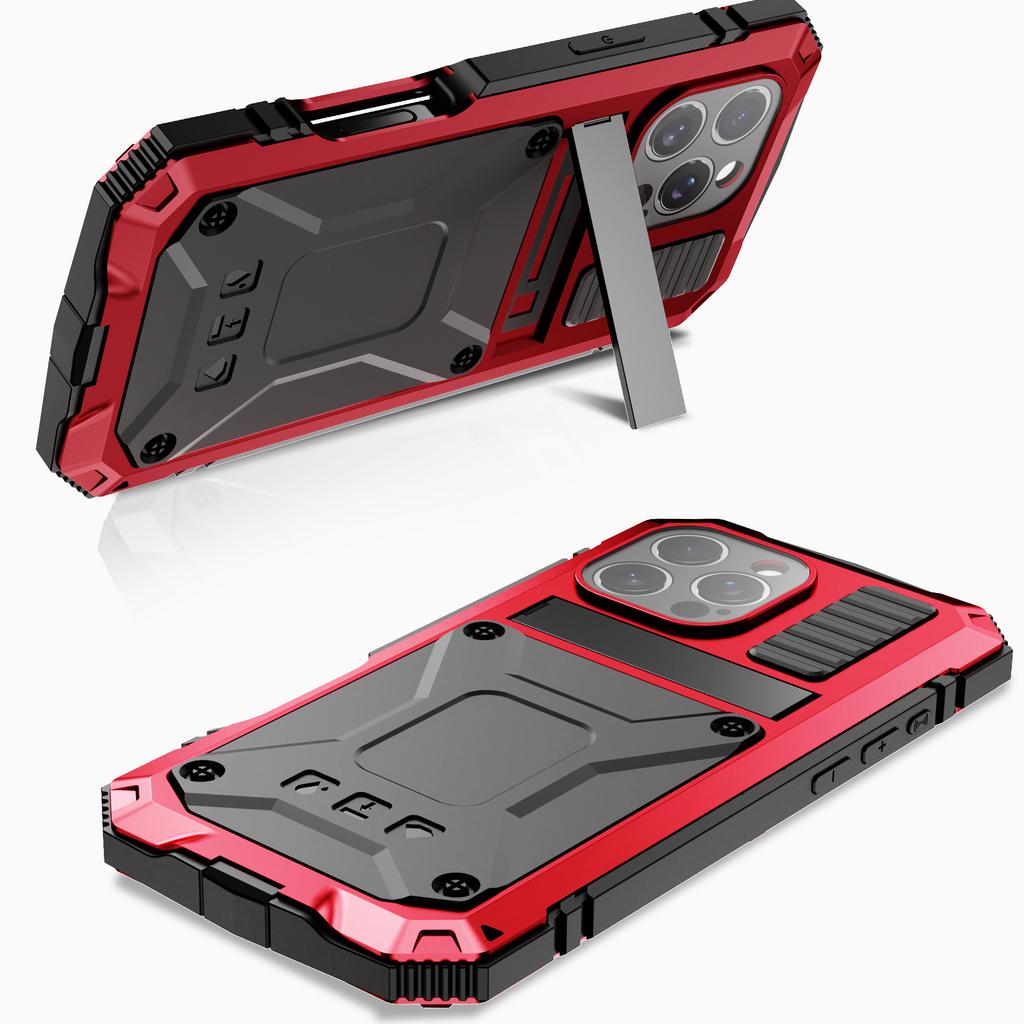 Armor Phone Case for IPhone 17 16 15 14 Plus 13 12 Pro Max Aluminum Metal Screw Bumper Heavy Duty Outdoor Sport Cover Stand