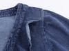 Moda femminile europea e americana: Camicia di Jeans a Strati Casual e Cintura con Jeans a Vita Bassa e Gamba Larga