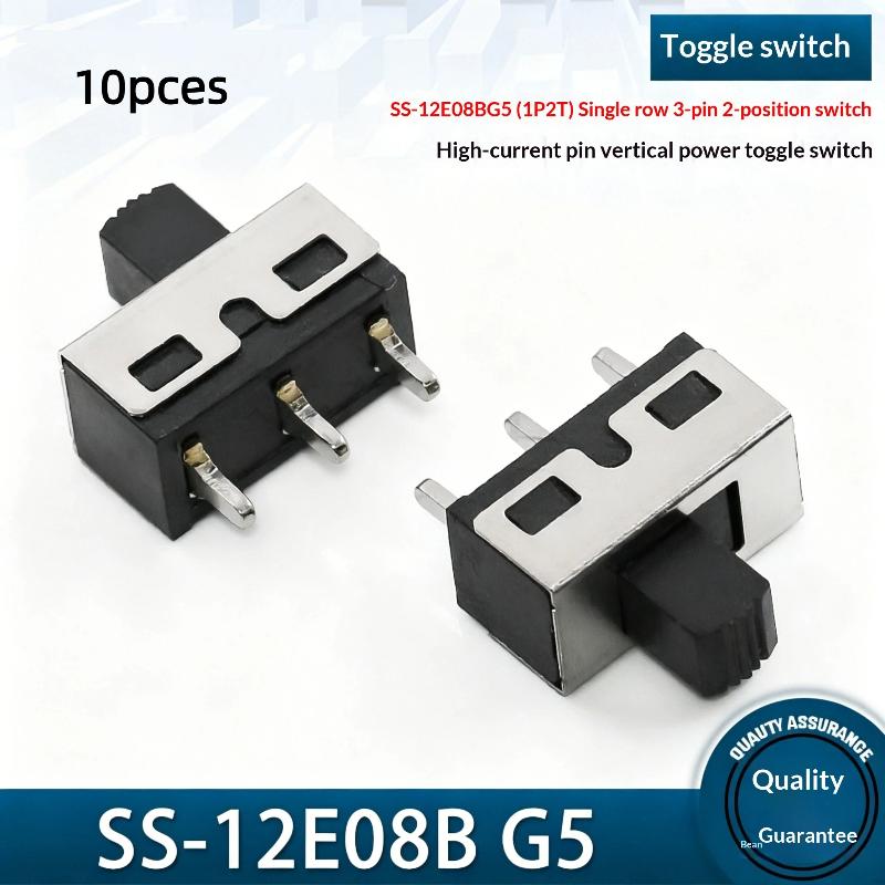 10Pcs 1P2T Vertical 2-Position 3-Pin Straight Pin Ss12E08Bg5 Toggle Switch High Curren Ss12D10G3 Handle Height 3Mm