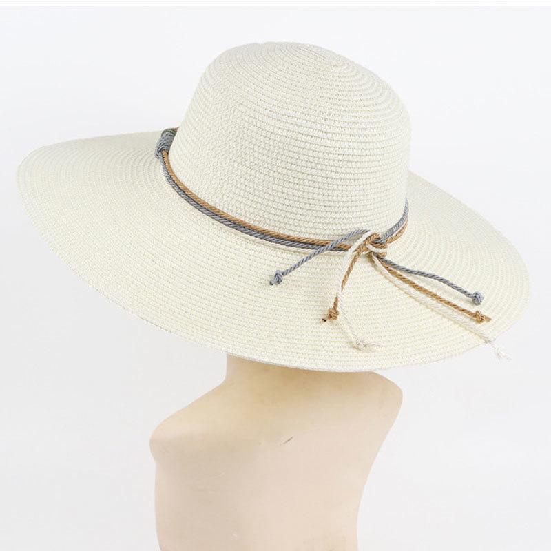 Summer Ladies Outdoor Travel Visor Beach Large Brim Sun Hat Dome Straw Hat