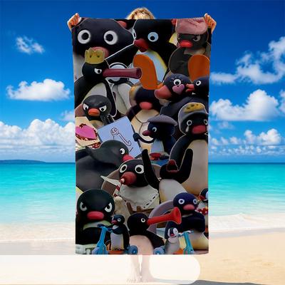 Quick Dry Beach Towel Penguin Pattern, Lightweight Absorbent Towel for Pool Beach Vacation Use