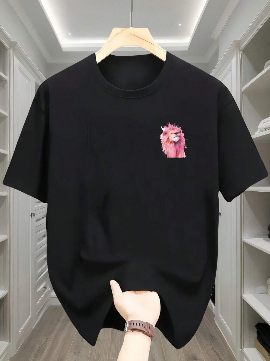 

Unisex T-Shirt With Lion Print - Casual & Comfortable, Short Sleeve, Crew Neck Tee All Seasons S