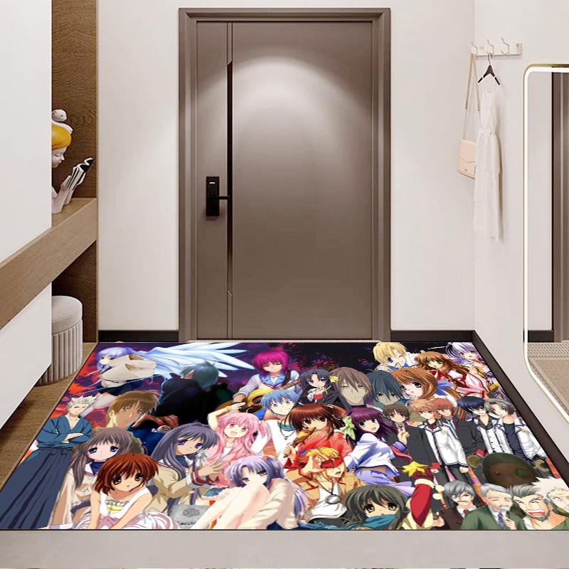 Key Anime Characters Collection Area Rug, Clannad Air Kanon Anime Floor Mat, Non Slip Carpet for Living Room Bedroom, Anime Home Decor Rug