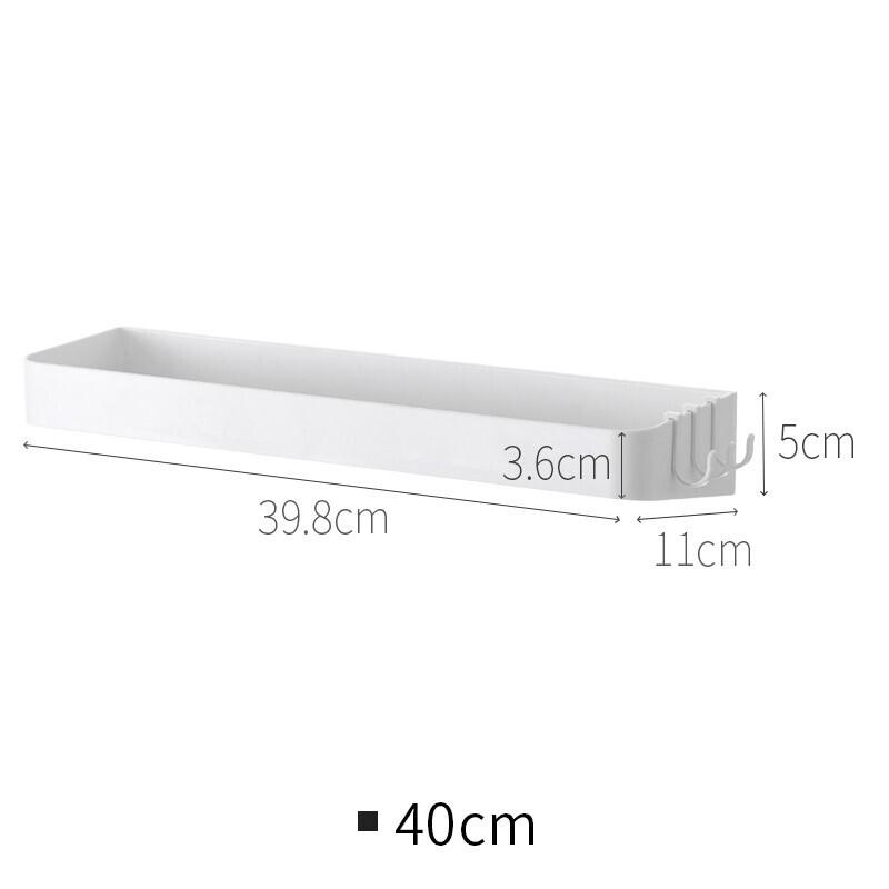 Lanjiaoluo Bathroom Storage Rack, No Drilling Required, Wall-Mounted Toilet Organizer Shelf with Hooks, 40CM