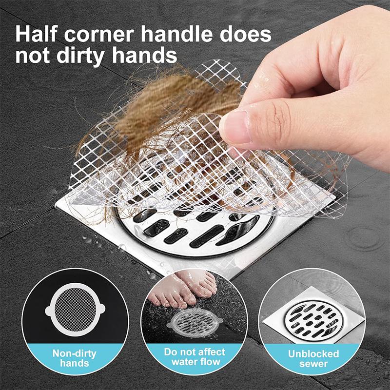 WTEMPO 20PCS 4 Styles Disposable Bathroom Shower Floor Drain Cover Hair Catcher Anti Clogging Filter Mesh Stickes