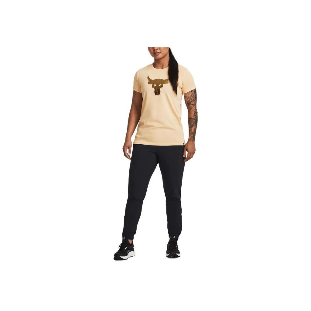Under Armour Animal Pattern Printed Crew Neck Short Sleeve T-Shirt Women Tops Fangshan-Yellow 1380764-792