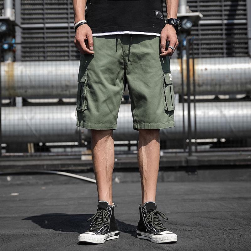 Herren Armygrüne Locker Sitzende Arbeitsshorts, Übergröße