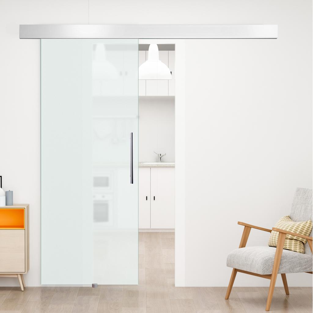 Glass Sliding Door with Handle Bar, Frosted On One Side, 90 X 205 Cm