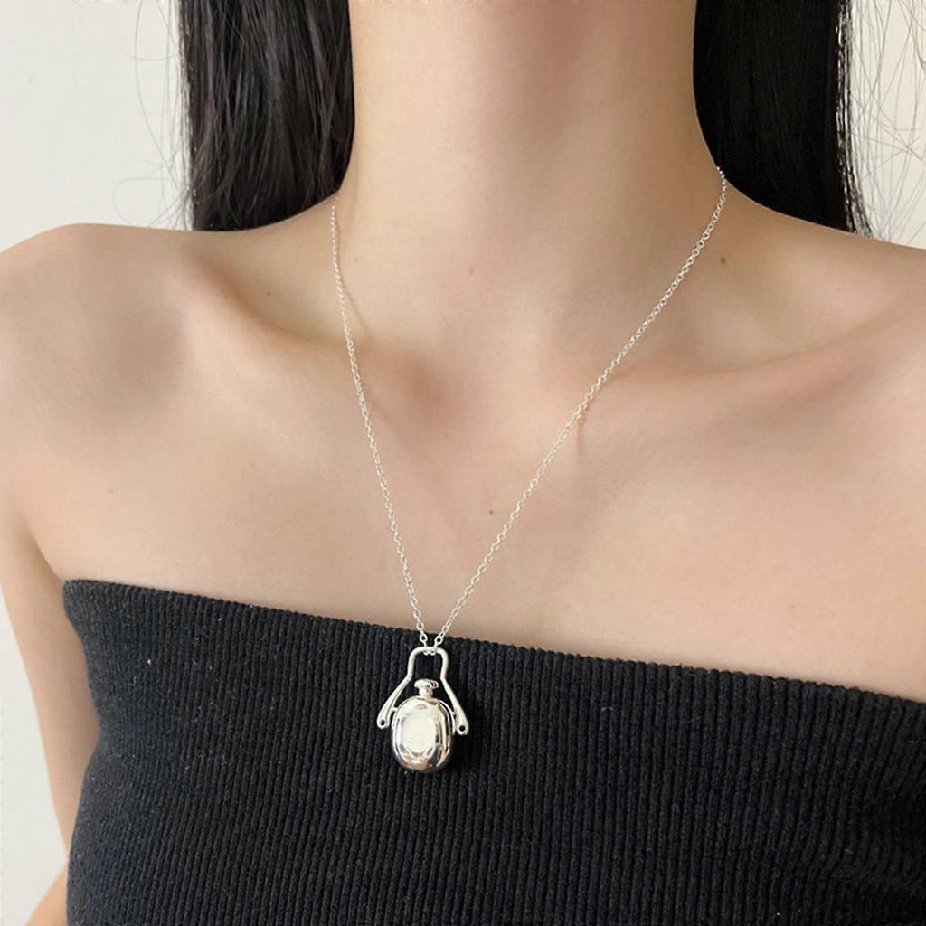 Trendy Gold/Silver Geometric Pendant Necklace Adjustable Length Clavicle Chain Unisex Neckchain Handmade Jewelry Silver