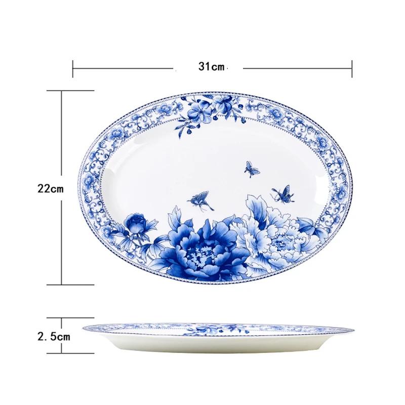 Jingdezhen Keramik Geschirr Gerichte und Platten 6 /10/12 Zoll Fisch Platten Blau und Weiß Porzellan Haushalt Küche Abendessen Platte
