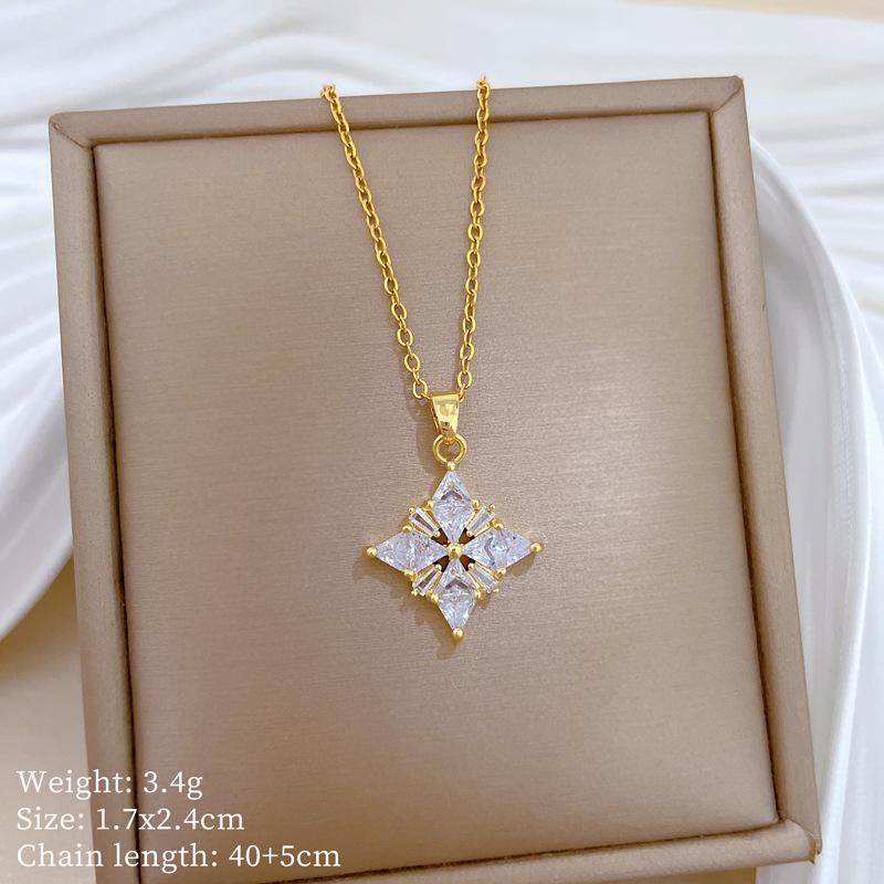 

Ожерелье из клевера с бриллиантами, роскошное, с темпераментом, великолепное, полностью бриллиантовое, женская универсальная цепочка для ключицы, цепочка из титановой стали