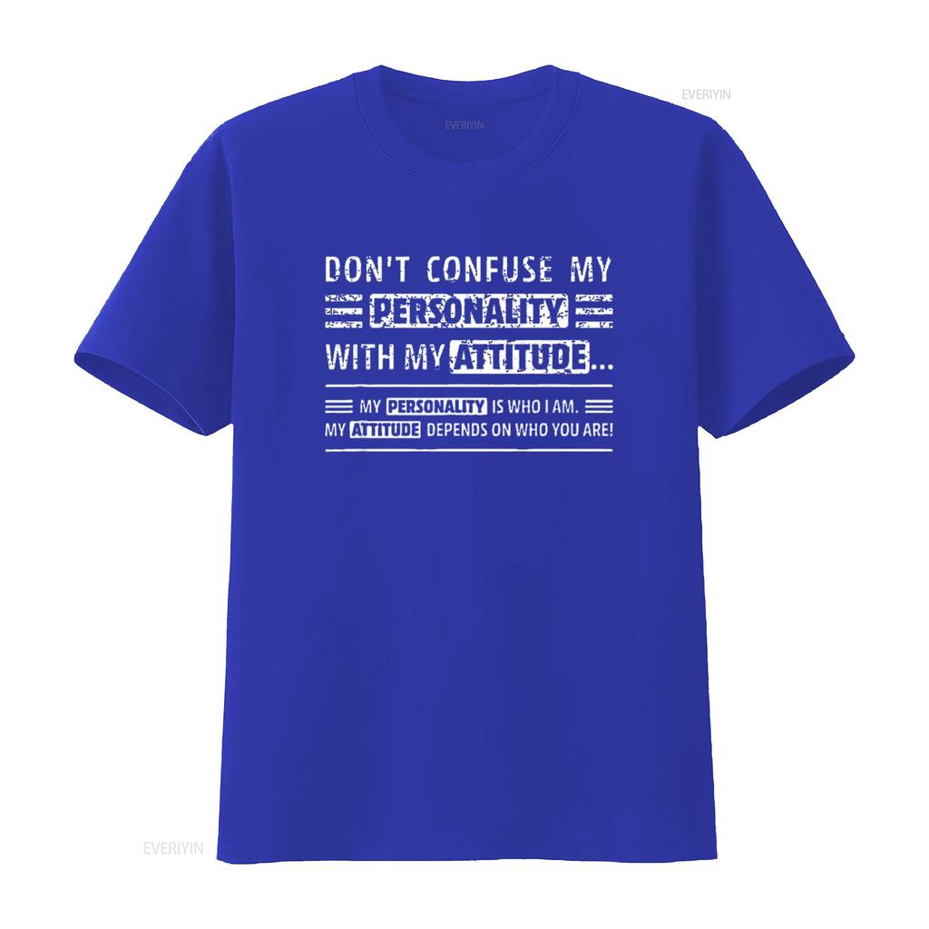 Don T Confuse My Personality With Attitude Funny Sarcasm Womens Shirt Black Vintage Washed Slightly Graphic Streetwear Stylish