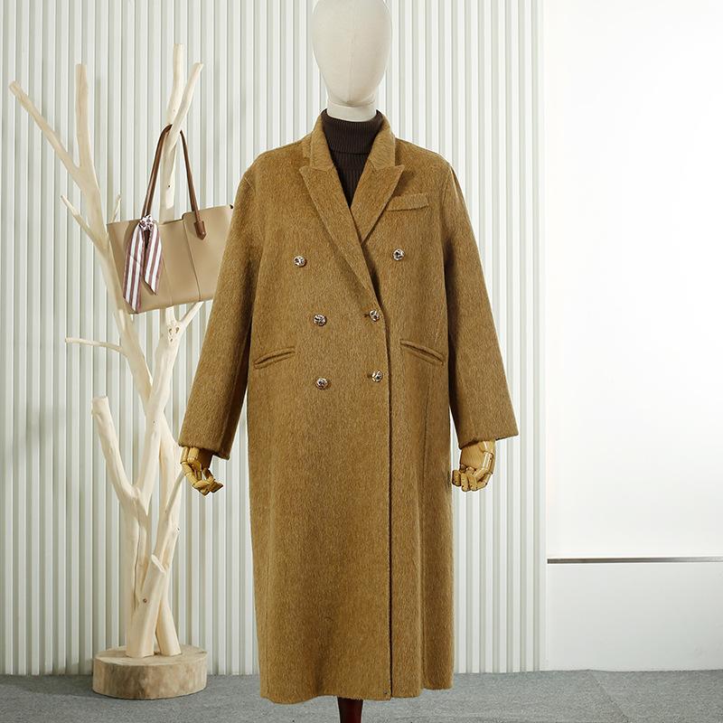 

Осень и зима новинка ретро шерстяное двустороннее шерстяное пальто шерстяное пальто женское длиной до колена двустороннее шерстяное темпераментное для работы M жёлтый