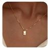 Exclusive 18K Gold Vacuum-Plated Stainless Steel Engraved Square Pendant Necklace with Alphabet Letters