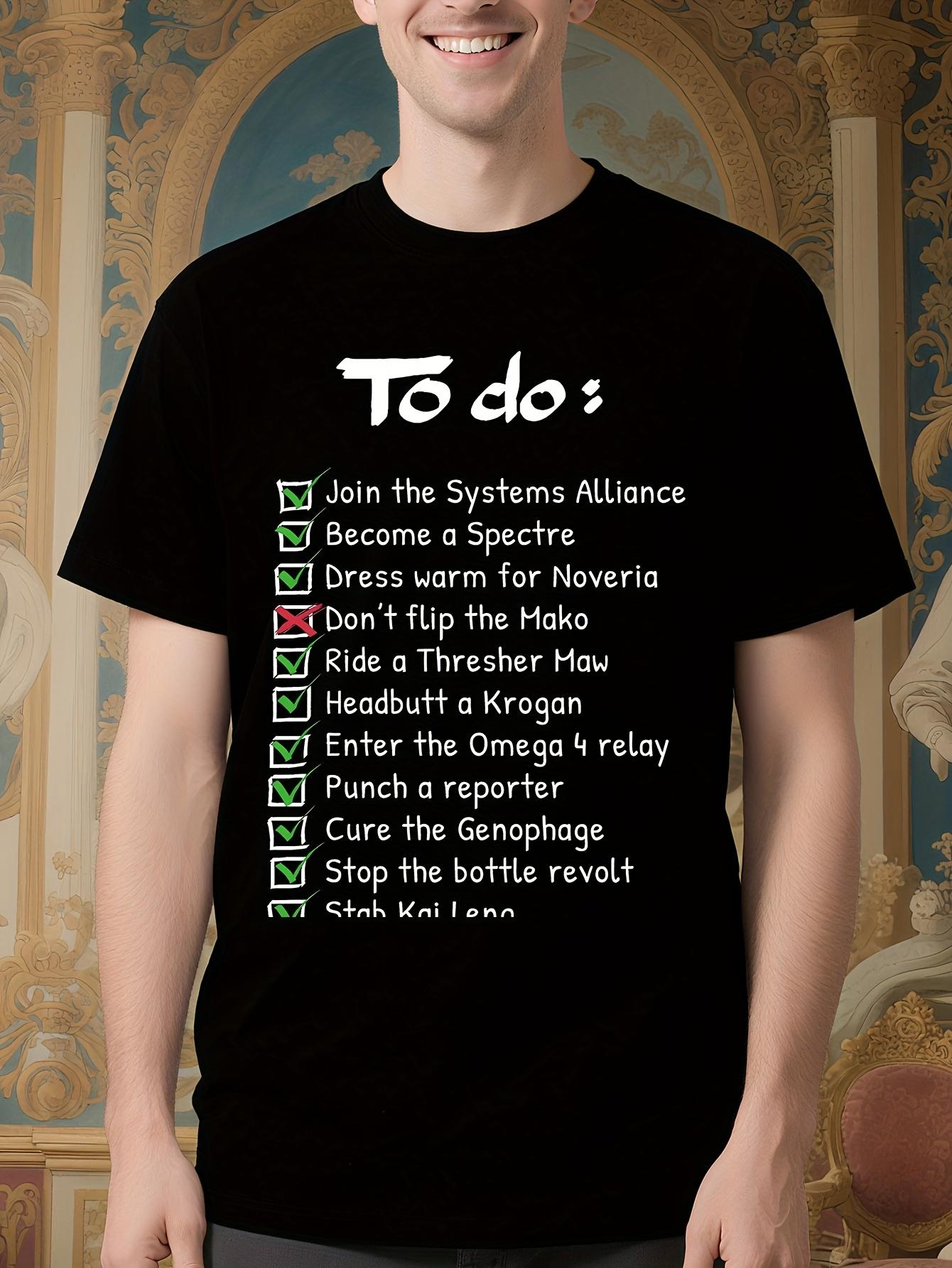 Commander Shepards to Do List Tshirt - White Mass Effect ... XXXL