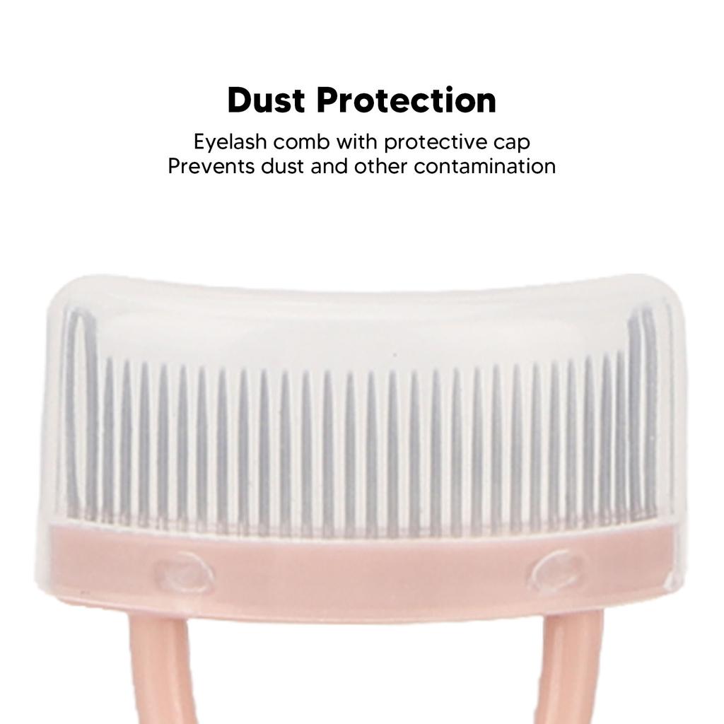 Eyelash Comb Arc Stainless Steel Teeth Eyelash Separator Mascara Applicator Tool with Comb Cover Pink Straight Handle