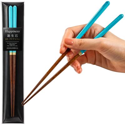 FlaColle Selectable by Birth Moon March Slim Made In Japan Dishwasher Stylish Birthday Gift Chopsticks Month - Aquamarine Chopsticks, 23cm,