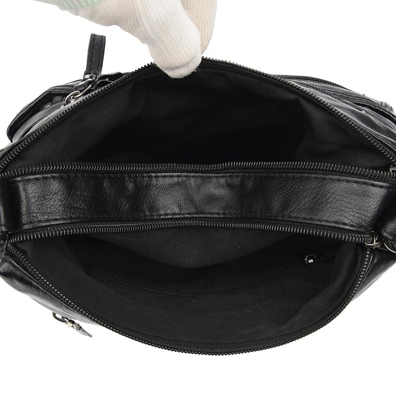 Borsa a tracolla multistrato in morbida pelle tinta unita da donna, grande capacità, borsa da viaggio multifunzionale sottobraccio