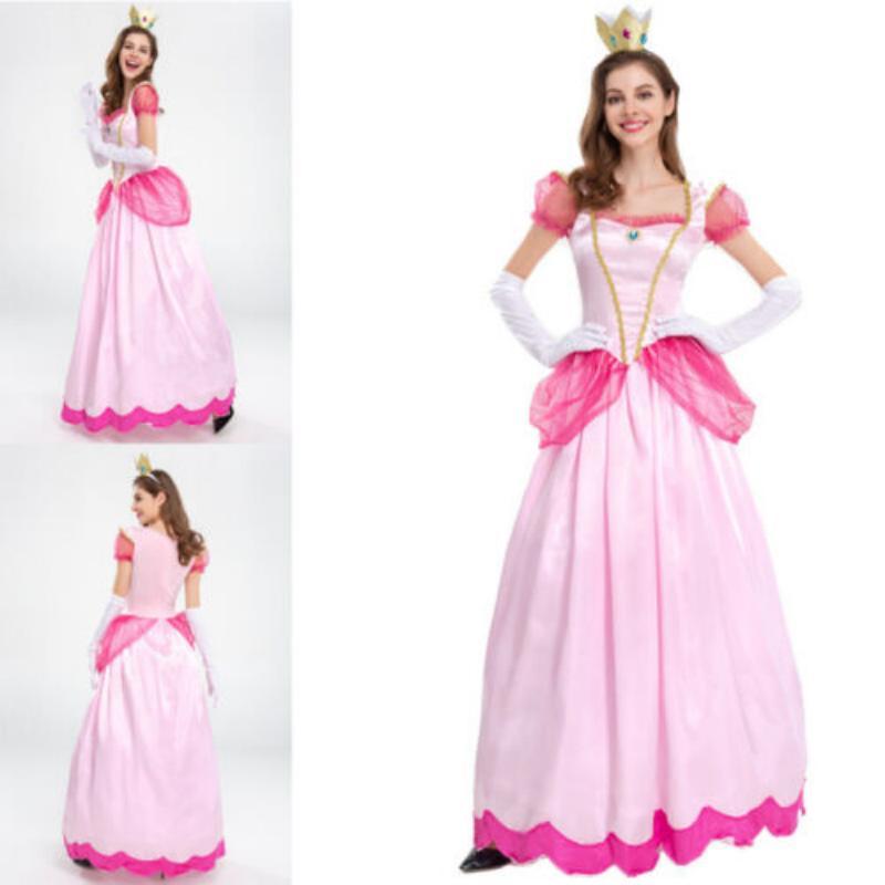 Mario Prinzessin Kostümkleid mit Lycra-Stoff für Halloween-Bühnenauftritte