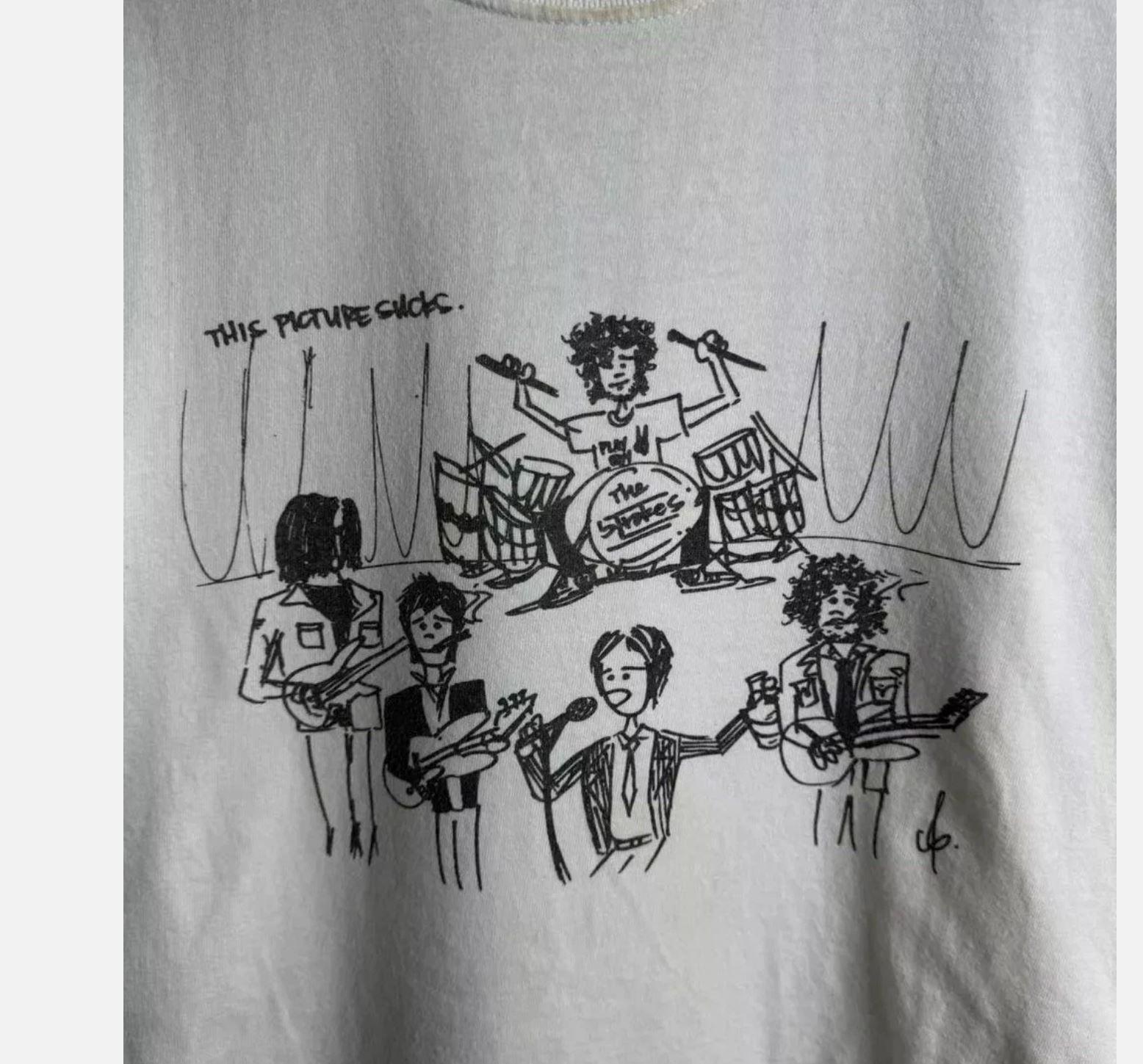 The Strokes rock band Live In Concert Cartoon T Shirt Full Size S-5XL M