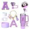 Purple Stanley Cup Accessories Set with Peach Heart Design - 6 Pieces