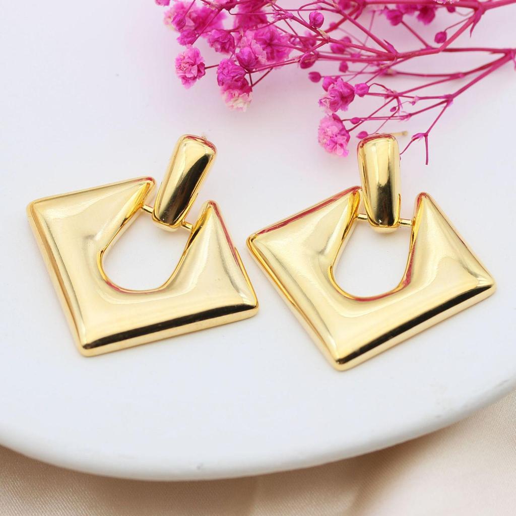 S925 Silbernadel High-End Quadratische Geometrische Rhombus Ohrringe für Frauen - Europäischer und Amerikanischer Stil