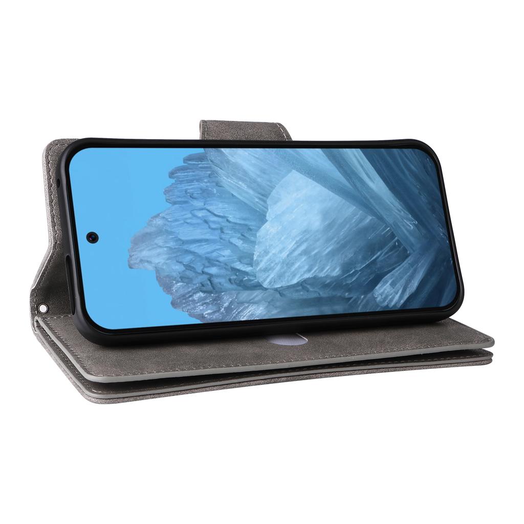 Phone Case For Google Pixel 10/10 Pro/9/9 Pro ,Zipper Wallet Rivet Decor Leather Cover with Wrist Strap