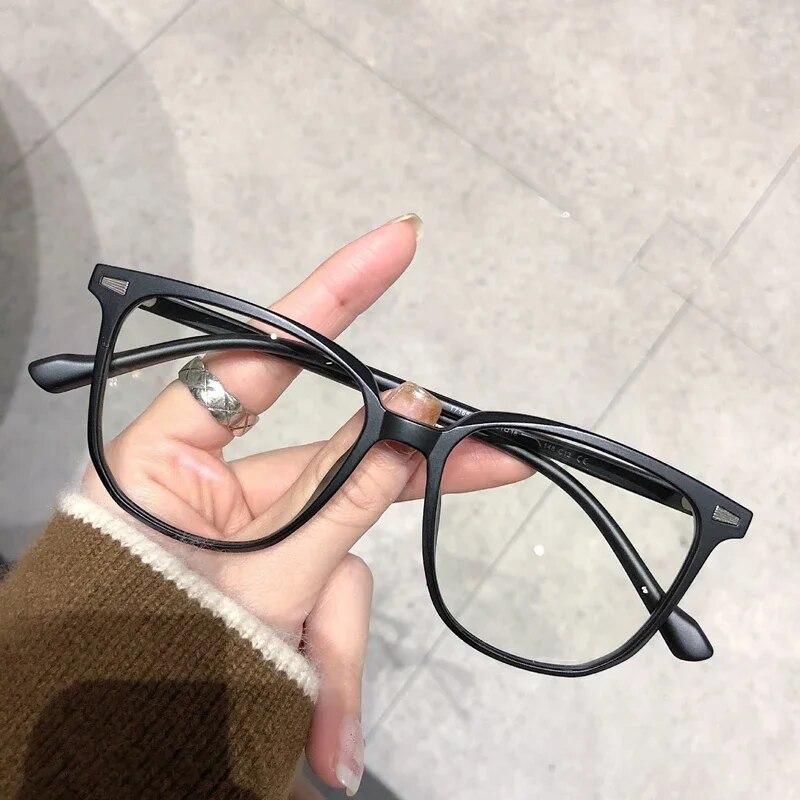 Occhiali da vista di lusso con design anti-luce blu da donna, grandi quadrati, per miopia, unisex, classici vintage, diottria, occhiali