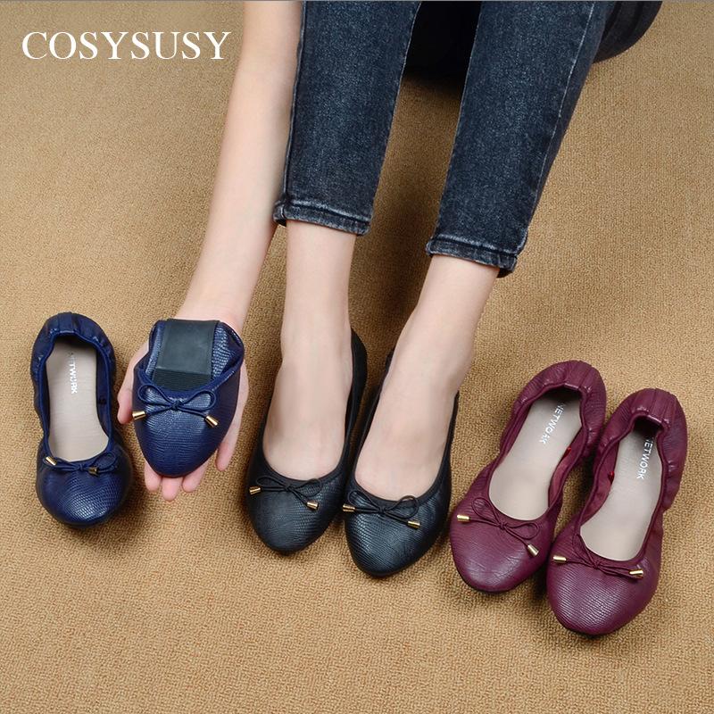 

2022 Sping Newestwomen S Bow Flat Shoes Female Lizard Pu Soft Ballet Shoes Eur Size 36-41 Nurse Shoes Rolling Casual Shoes