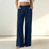 Damen Vintage High Waist Weite Hosen Lockerer Schnitt Lässige Gerade Hosen mit Taschen Geeignet für den Alltag