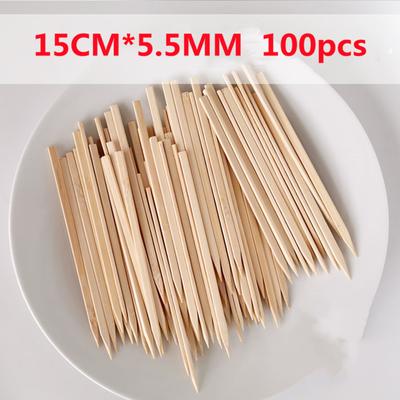 100 adet 15cm*5.5mm Bambu Şiş Sağlam Tek Kullanımlık Barbekü Meyve Doğal Ahşap Çubuklar Barbekü Parti Yemeği Barbekü Aletleri Aksesuarları