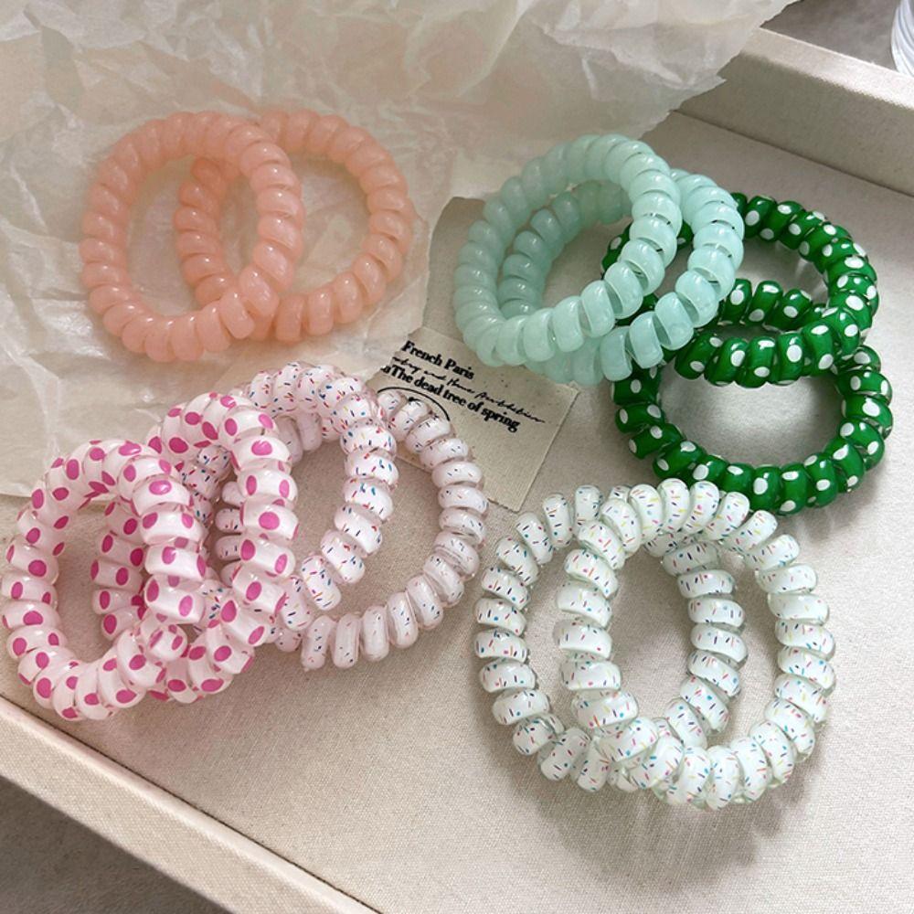 Headwear Sweet Elastic Hair Tie Colorful Telephone Wire Hair Rope  Hair Accessories