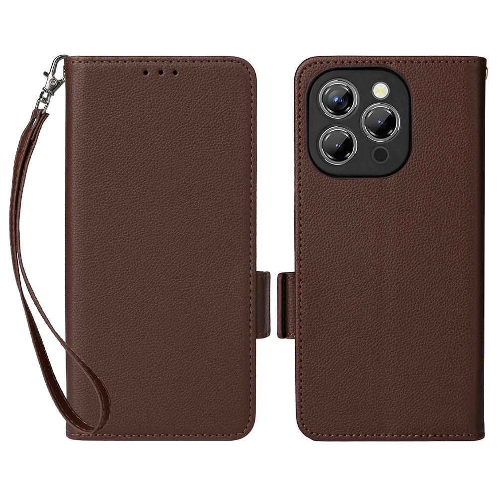 

Для чехла Oukitel P1 с ремешком на запястье Текстура личи Кожа PU Кошелек Чехол для телефона Brown