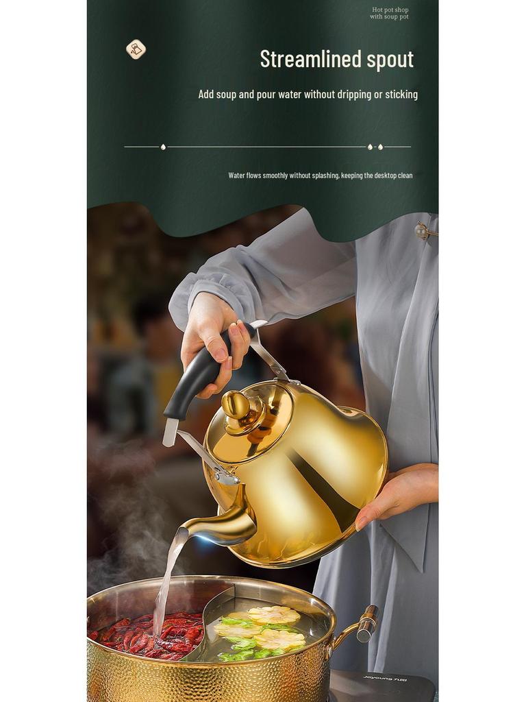 Commercial Stainless Steel Whistling Kettle for Tea & Soup Refill in Restaurants & Homes