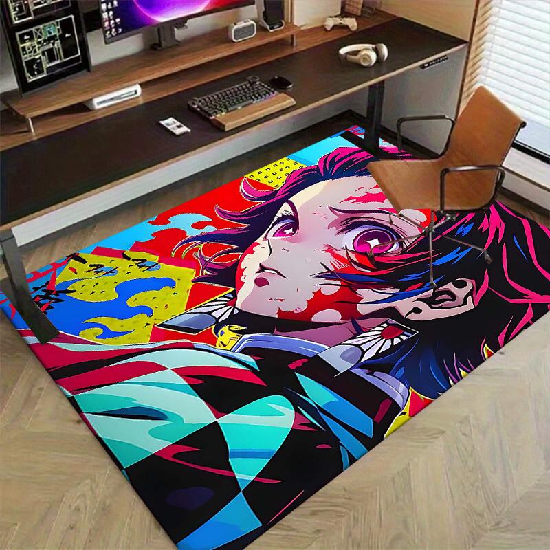 1pc Anime Character Themed Office Carpet Non Slip Rug with Vibrant Cartoon Design, Perfect for Home Decor, Living Room, Bedroom, Gaming Room