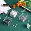 Square Cube 4pcs Clear Acrylic Storage Boxes Organizer Containers