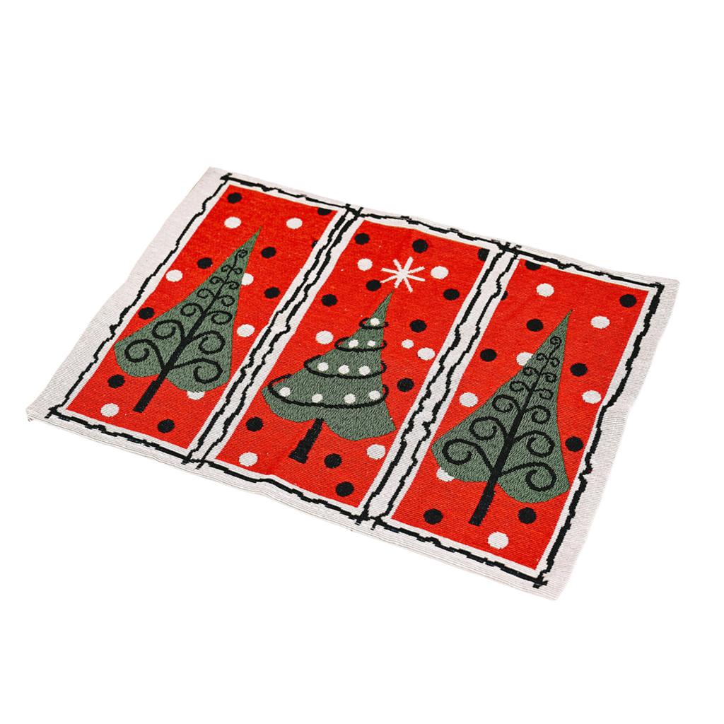 Christmas Tablecloth Cartoon Claus Christmas Tree Dining Table Mat Knitted Fabric Insulation Mat Decoration