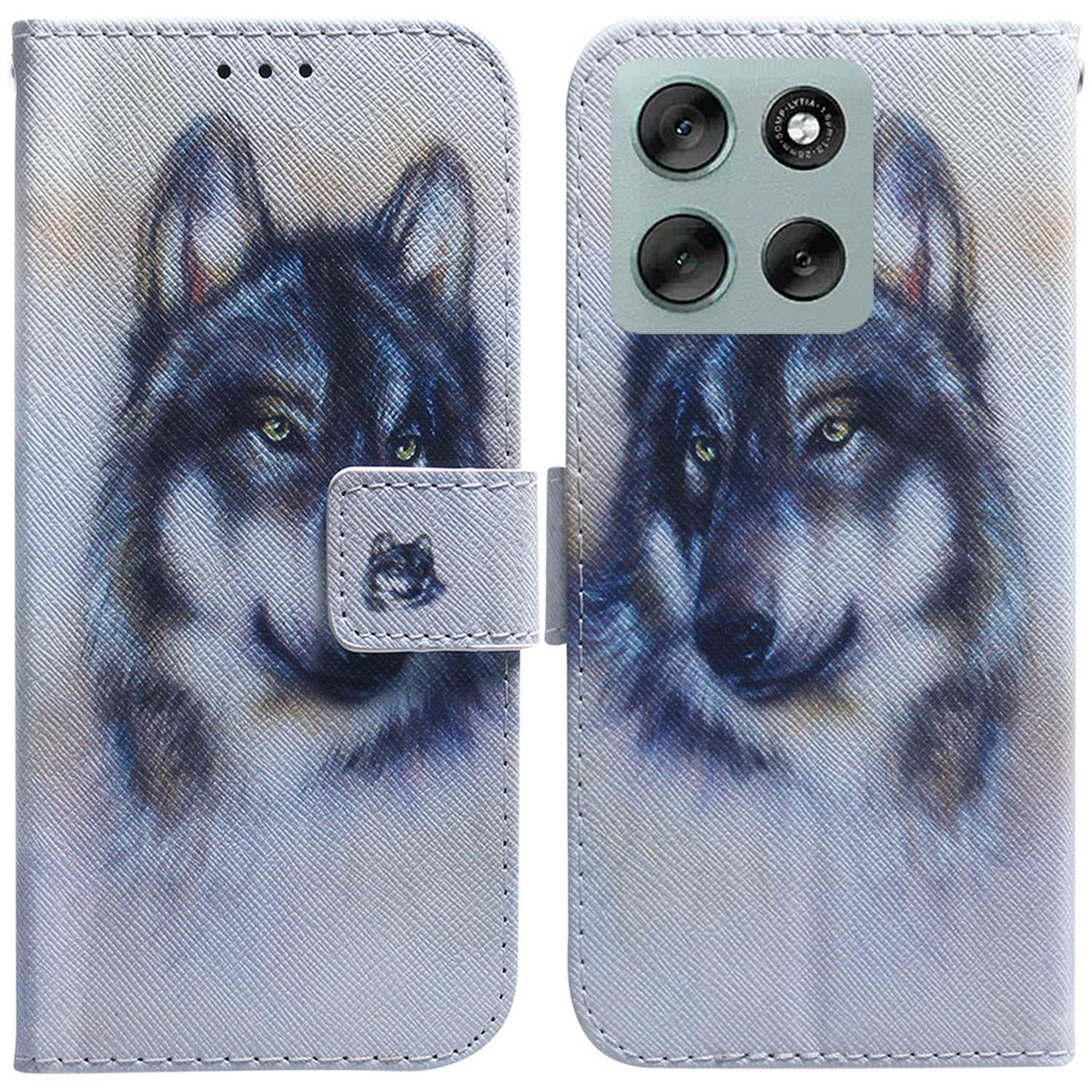 

For Motorola Moto G56 5G Wallet Case Pattern Print Leather Phone Cover Wolf