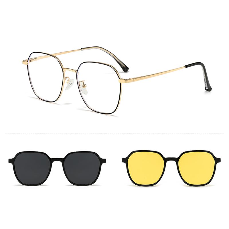 Vintage Square Sunglasses Set with 2 Replaceable Lenses Women Fashion Polarized Shades Trendy Design Outdoor Sun Glasses