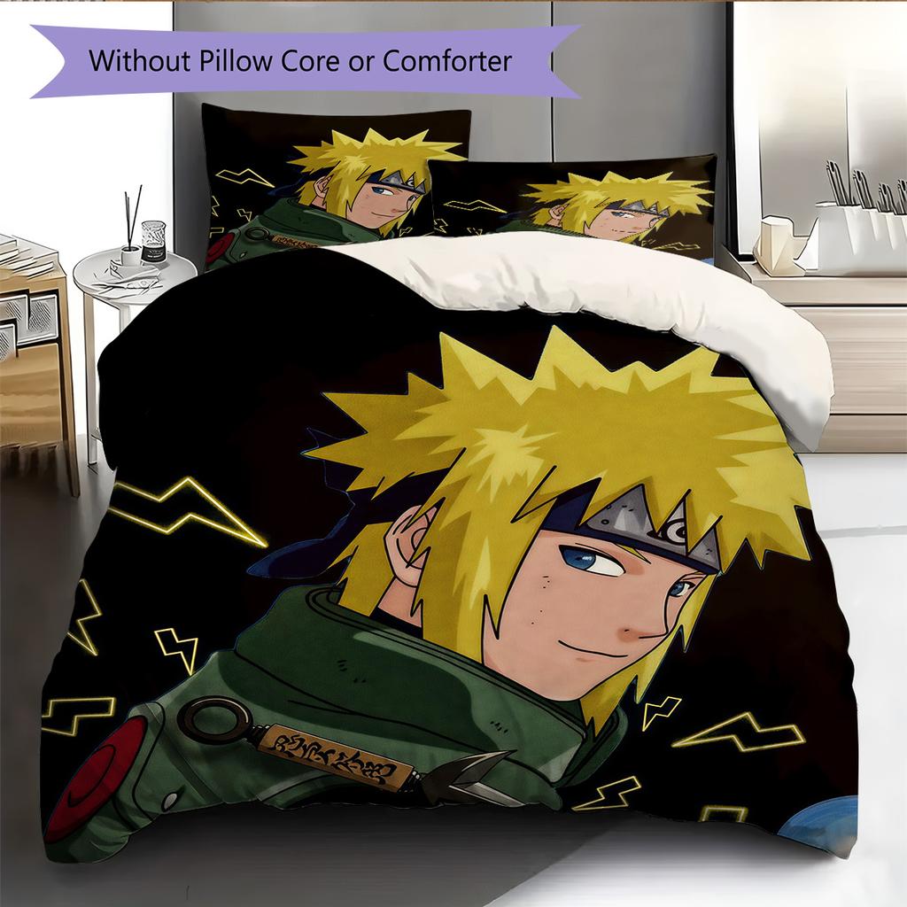 Minato Fourth Hokage Pattern Bedding Quilt Set Home Decoration Gift (1 * duvet cover + 2 * pillowcase without core)