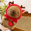 Reindeer Plush Capybara Plush Toy Soft Capybara Stuffed Doll  Room Decor