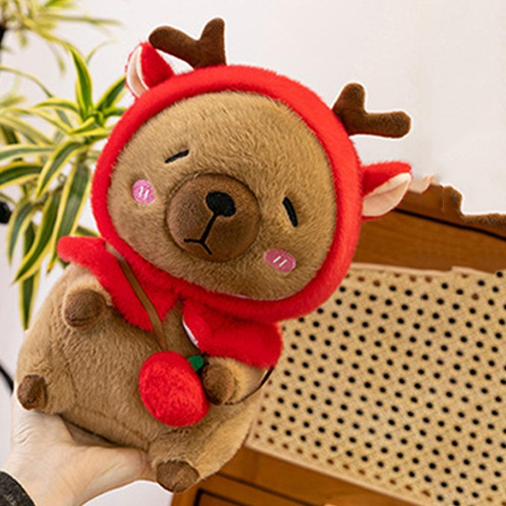 Reindeer Plush Capybara Plush Toy Soft Capybara Stuffed Doll  Room Decor