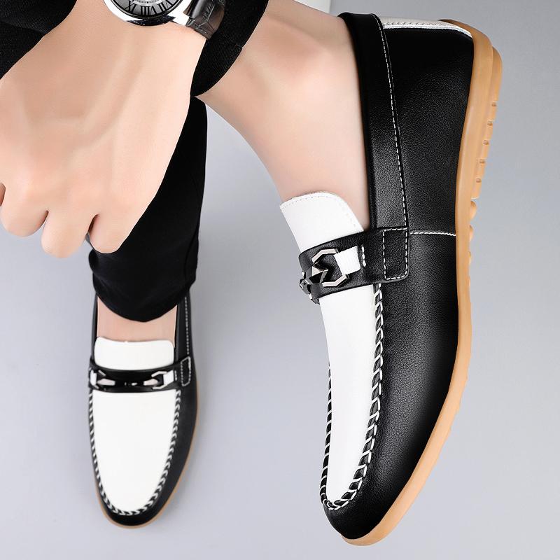 Fashion Stylish Summer Driving Flats Elegantes Men's Casual Shoes Slip on Shoes Ashion Outdoor Lazy Loafers Genuine Leather Mens Shoes
