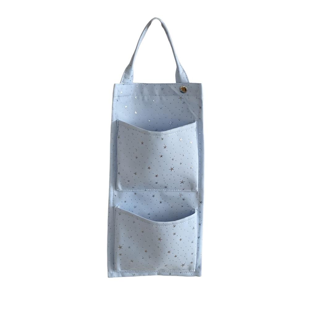 Star Pattern Fabric Hanging Organizer Soft Fabric Wall Hanging Pouch  Bedroom Storage