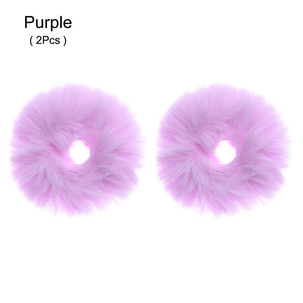 2Pcs Women Girls Winter Fur Hair Scrunchies Pom Pom Hair Tie Fuzzy Elastic Hair Bands Ponytail Holders Hair Accessories
